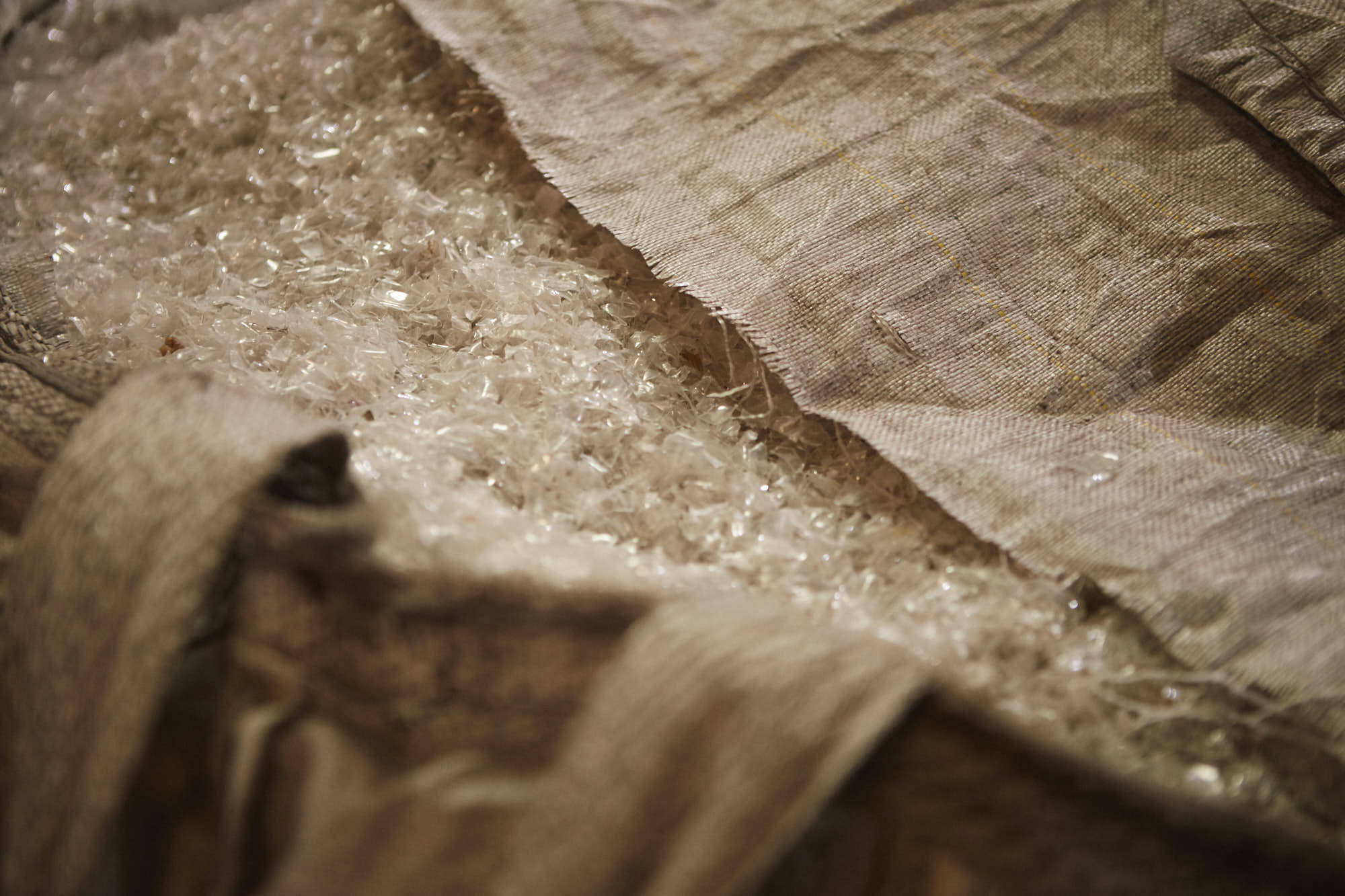 Plastic shrides ready to be recycled