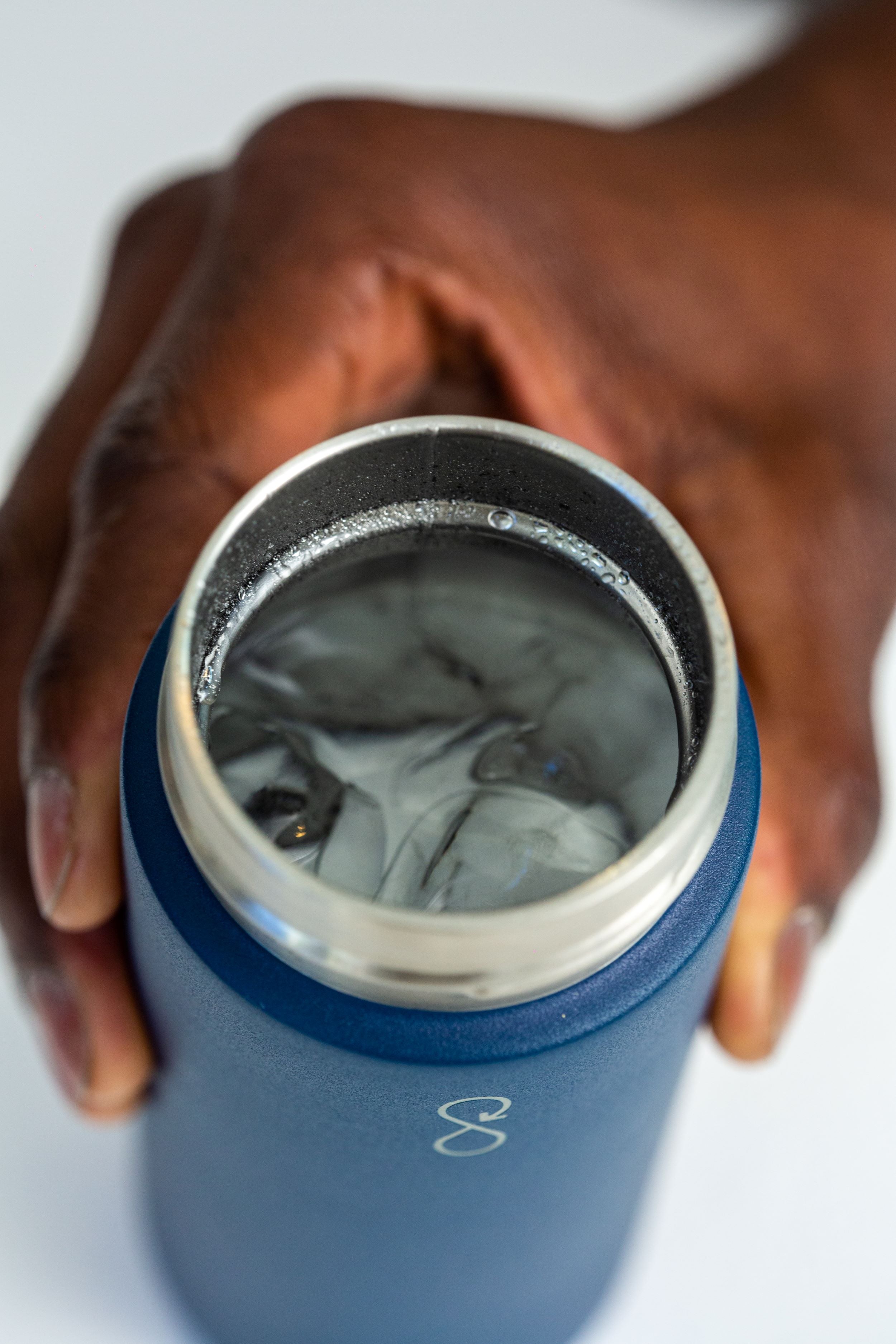 Groundtruth water bottle used for cold drink