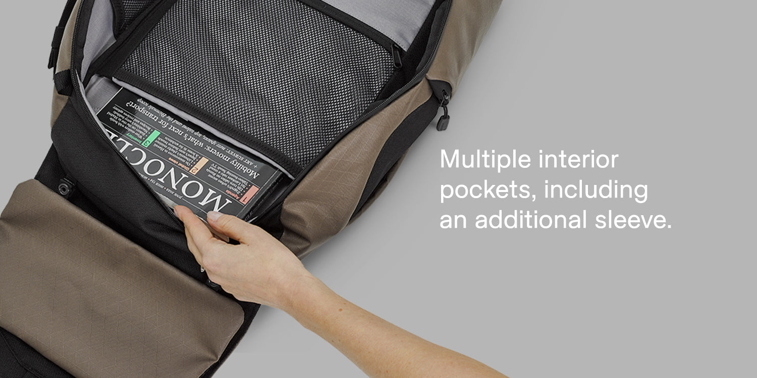 Multiple interior pockets, including an additional sleeve