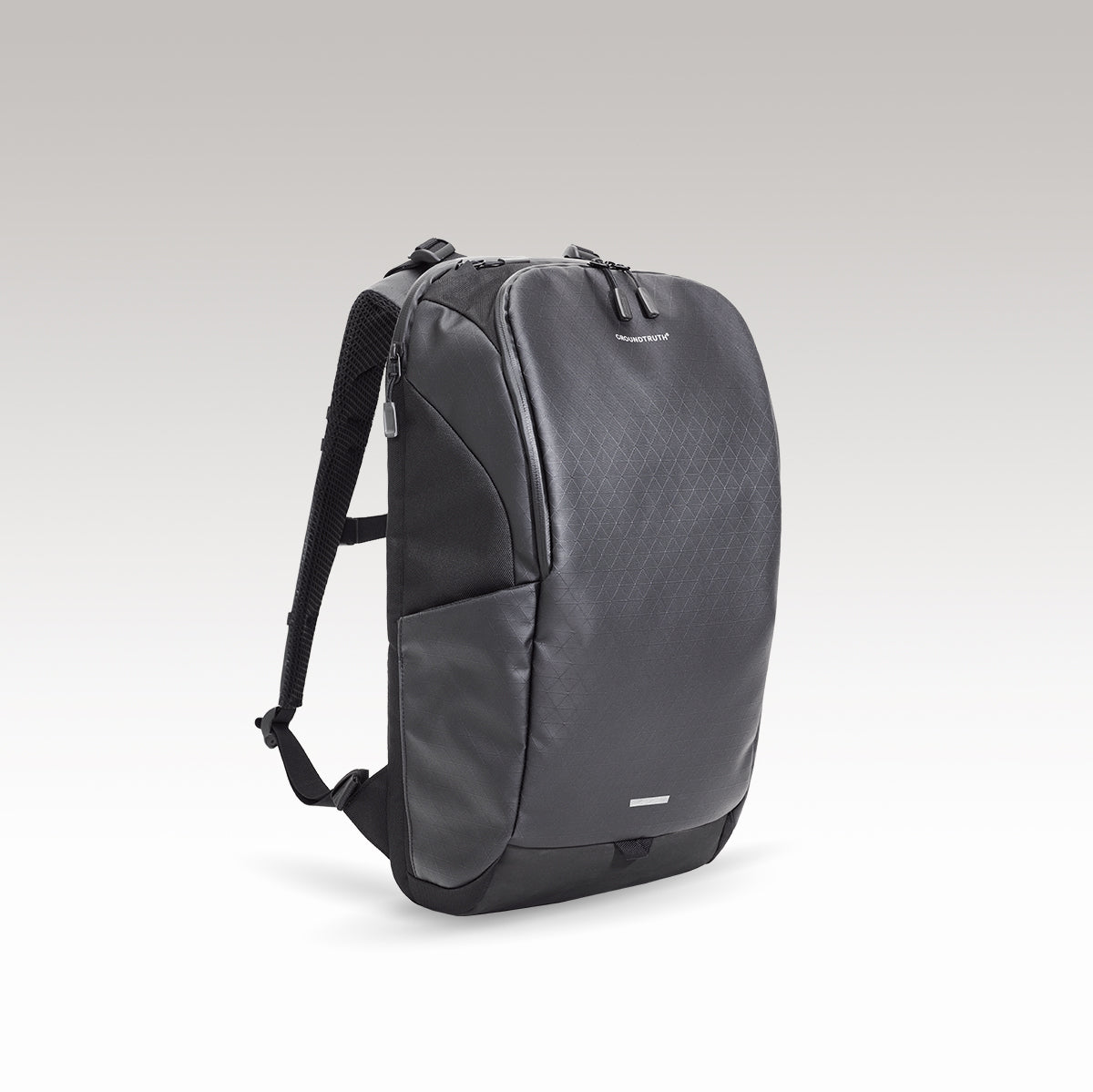 20L Everyday Backpack | RIKR | GROUNDTRUTH #color_Eco-X Black | Two integrated side water bottles pockets,