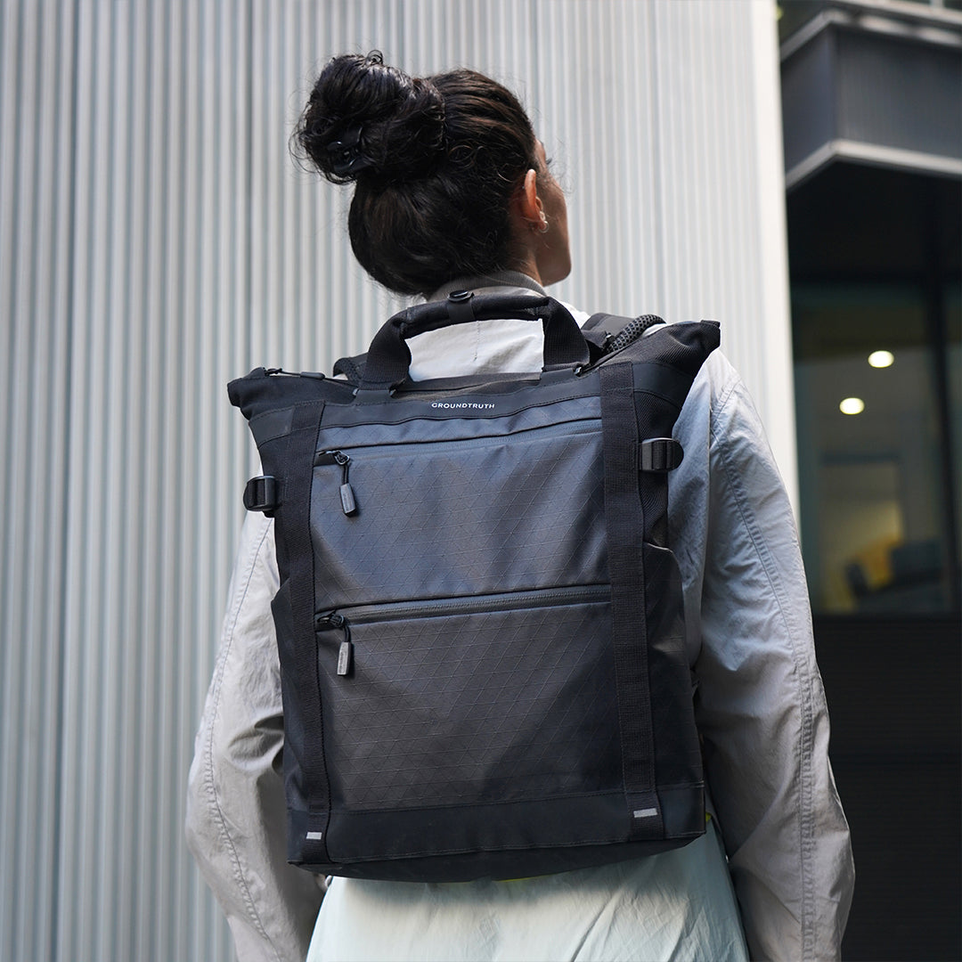 RIKR 17L Technical Tote Backpack GROUNDTRUTH color black #color_Eco-X Black