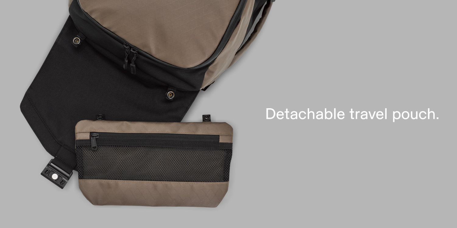 Detachable Travel Pouch under the lid 